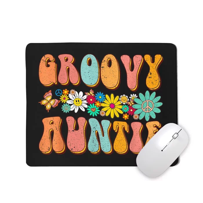 Retro Groovy Birthday Family Matching Cute Groovy Auntie Mousepad