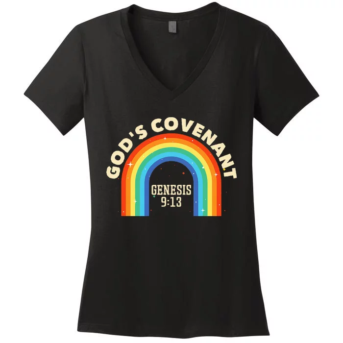 Rainbow Gods Covenant G.E.N.E.S.I.S 913 Bible Christian Lover Women's V-Neck T-Shirt