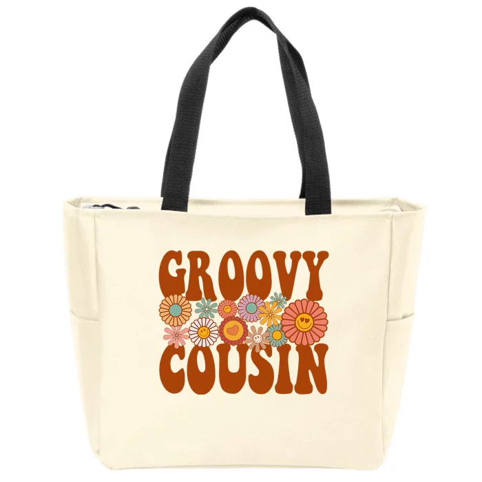 Retro Groovy Cousin Matching Family 1st Birthday Party Zip Tote Bag