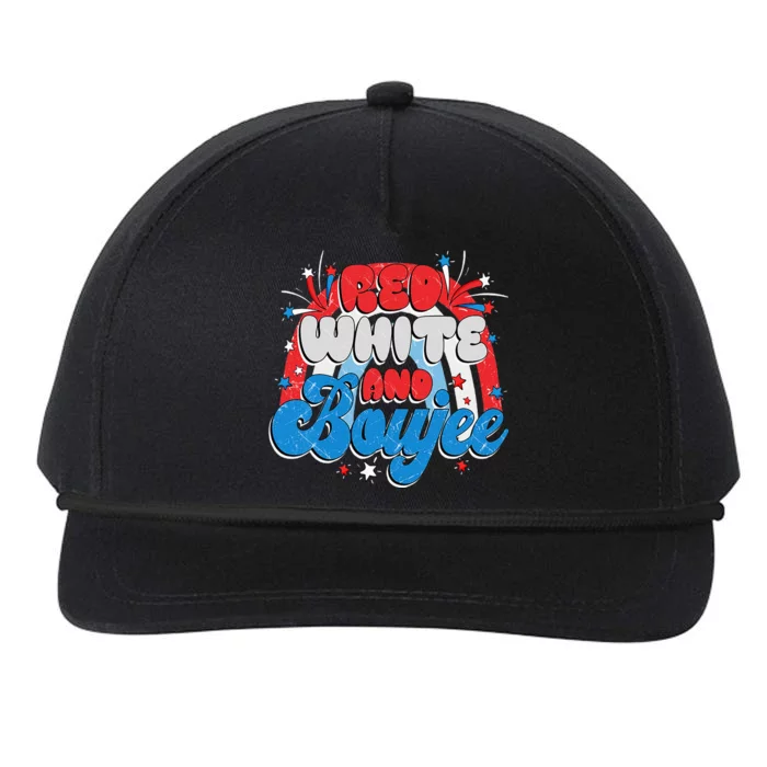 Retro Groovy Cute Red White And Boujee 4th Of July Patriotic Snapback Five-Panel Rope Hat