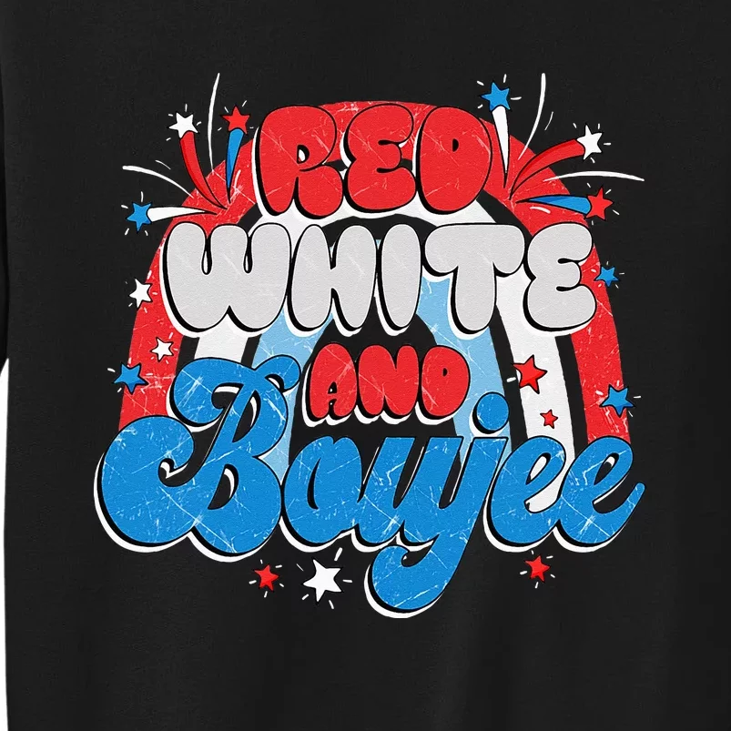 Retro Groovy Cute Red White And Boujee 4th Of July Patriotic Tall Sweatshirt