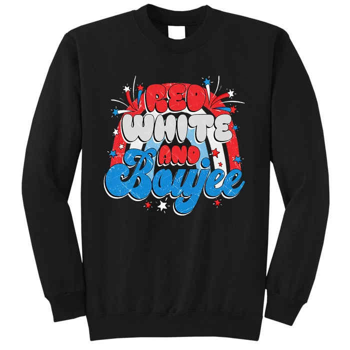 Retro Groovy Cute Red White And Boujee 4th Of July Patriotic Tall Sweatshirt