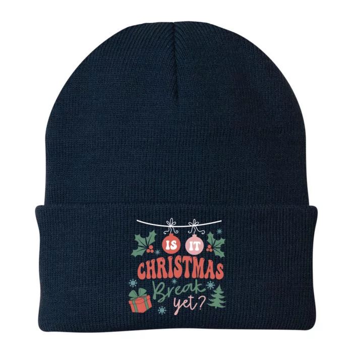 Retro Groovy Christmas Is It Christmas Break Yet Retro Xmas Gift Knit Cap Winter Beanie