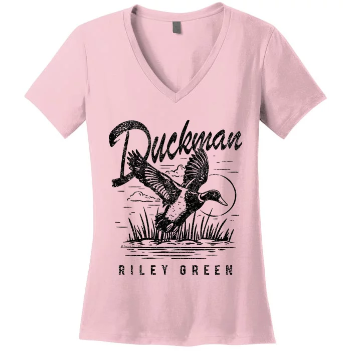 Riley Green Country Music Singer Duckman Women's V-Neck T-Shirt