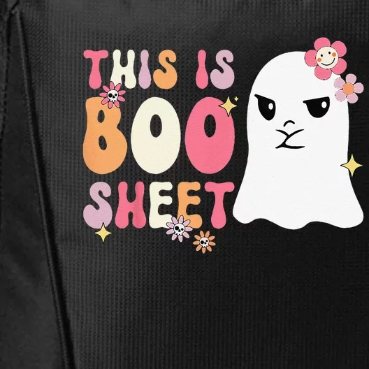 Retro Groovy Cute Ghost Spooky Halloween This Is Boo Sheet City Backpack