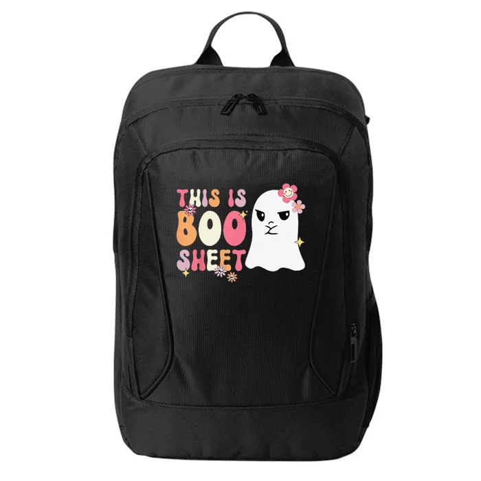 Retro Groovy Cute Ghost Spooky Halloween This Is Boo Sheet City Backpack