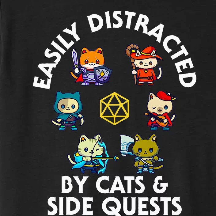 Rpg Gamer Cats Side Quests D20 Dice Nerdy Cat ChromaSoft Performance T-Shirt