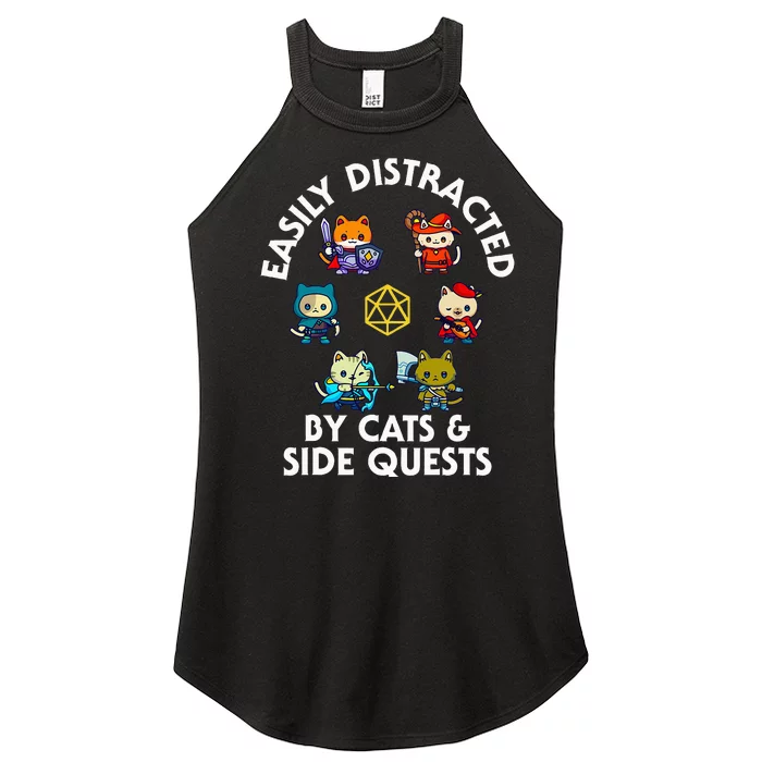 Rpg Gamer Cats Side Quests D20 Dice Nerdy Cat Women’s Perfect Tri Rocker Tank