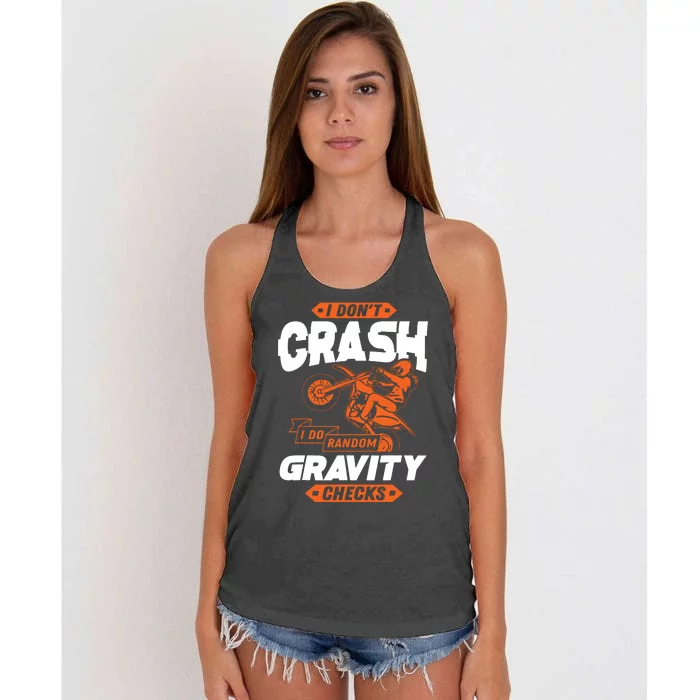 Random Gravity Checks Motocross Dirt Bike Women's Knotted Racerback Tank