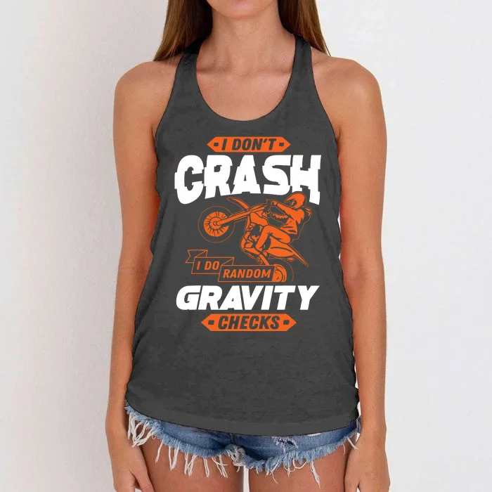 Random Gravity Checks Motocross Dirt Bike Women's Knotted Racerback Tank