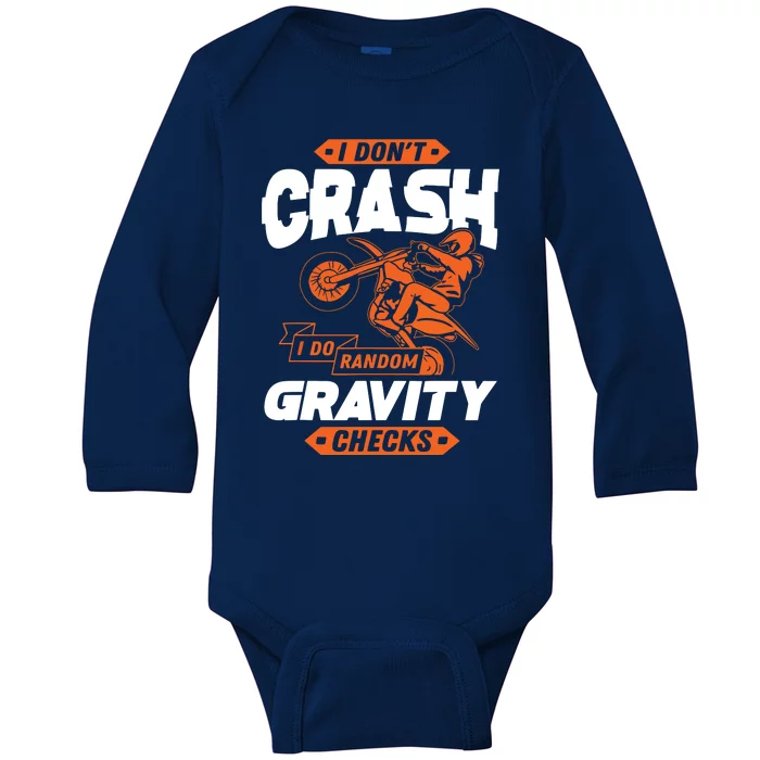 Random Gravity Checks Motocross Dirt Bike Baby Long Sleeve Bodysuit