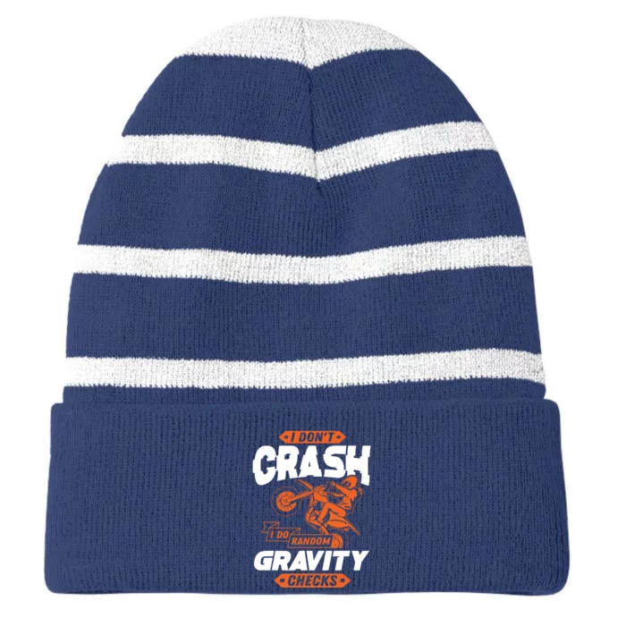 Random Gravity Checks Motocross Dirt Bike Striped Beanie with Solid Band