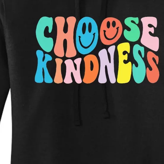 Retro Groovy Choose Kindness Be Kind Inspirational Teacher Women's Pullover Hoodie