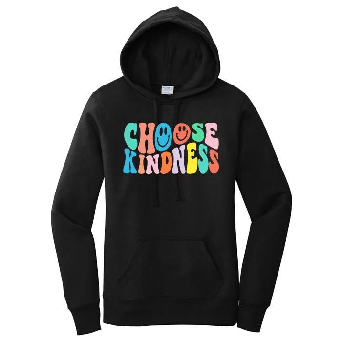 Retro Groovy Choose Kindness Be Kind Inspirational Teacher Women's Pullover Hoodie