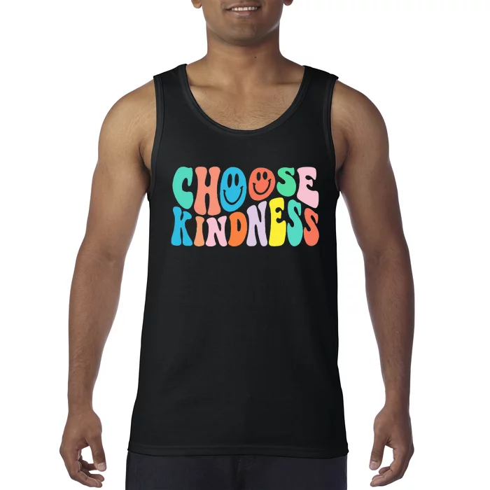 Retro Groovy Choose Kindness Be Kind Inspirational Teacher Tank Top