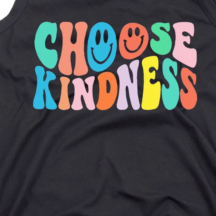 Retro Groovy Choose Kindness Be Kind Inspirational Teacher Tank Top