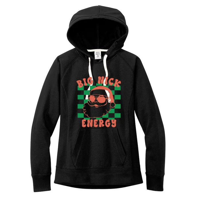 Retro Groovy Christmas Big Nick Santa Energy Xmas 2024 Gift Women's Fleece Hoodie