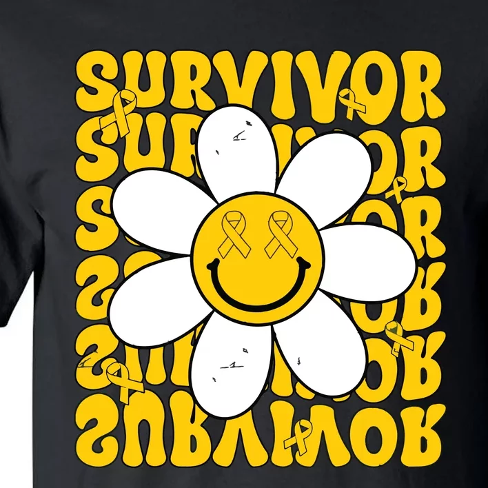 Retro Groovy Childhood Cancer Awareness Month Survivor Tall T-Shirt