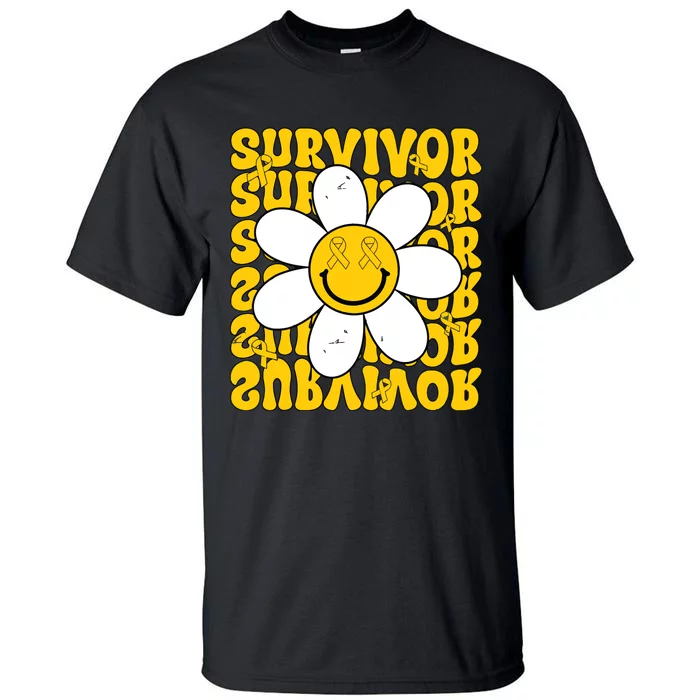 Retro Groovy Childhood Cancer Awareness Month Survivor Tall T-Shirt