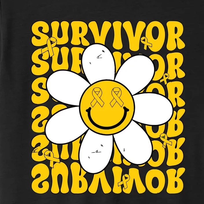 Retro Groovy Childhood Cancer Awareness Month Survivor ChromaSoft Performance T-Shirt