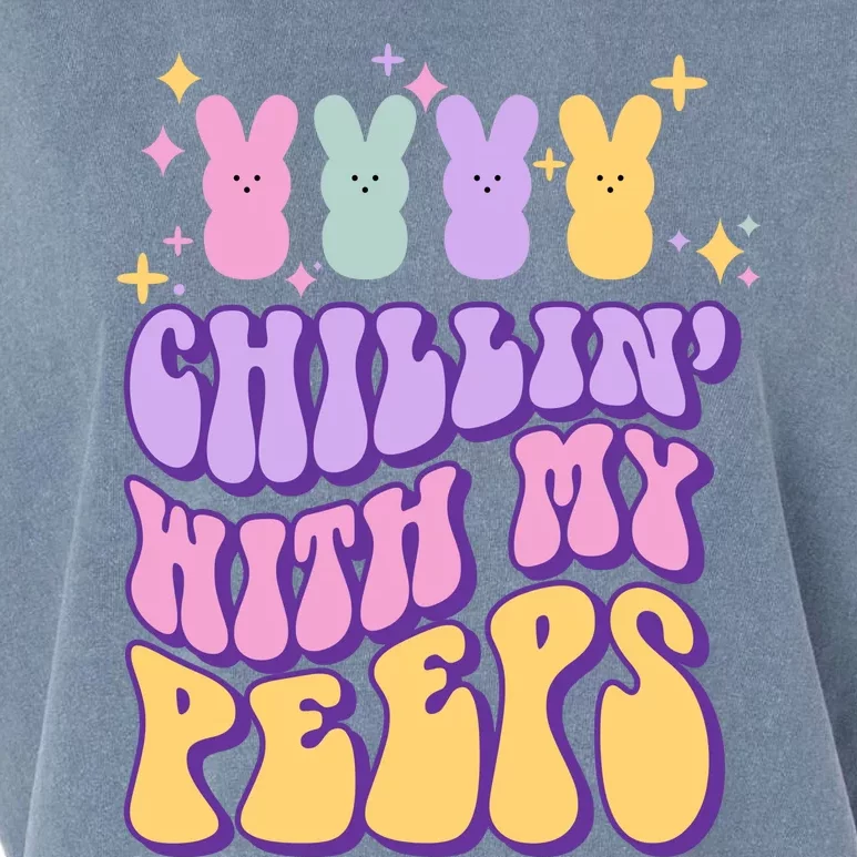 Retro Groovy Chillin With My Peeps Garment-Dyed Women's Muscle Tee