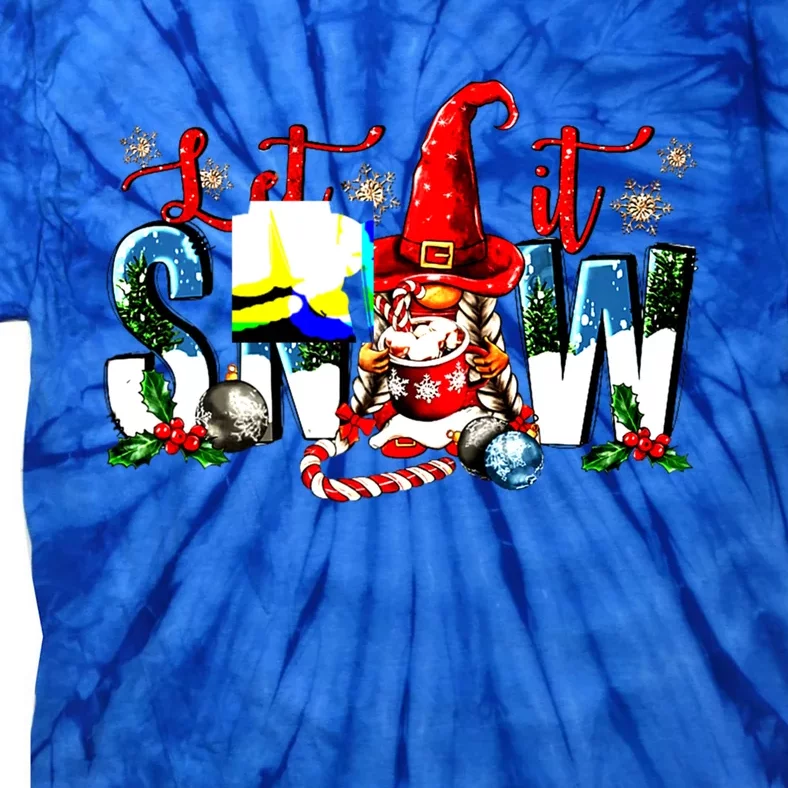 Retro Gnome Coffee Let It Snow Christmas Cozy Season Winter Great Gift Tie-Dye T-Shirt