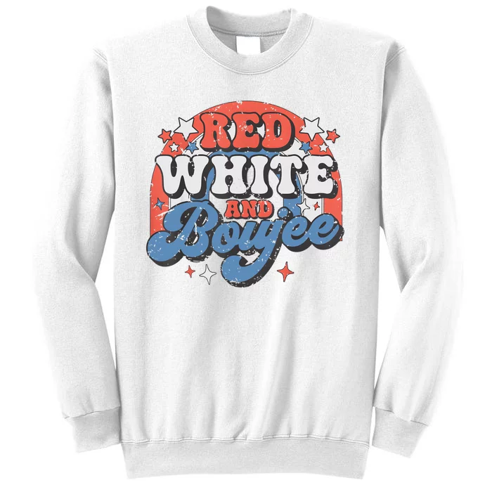 Retro Groovy Cute Red White And Boujee 4th Of July Patriotic Sweatshirt