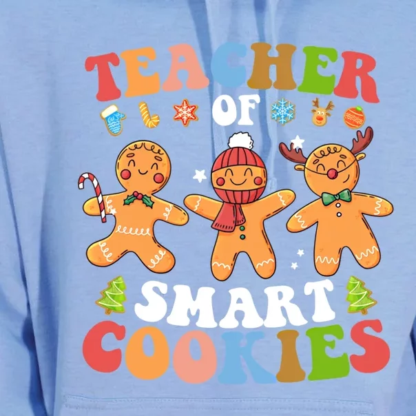 Retro Groovy Christmas Teacher Of Smart Gingerbread Cookies Gift Unisex Surf Hoodie