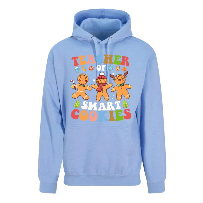 Retro Groovy Christmas Teacher Of Smart Gingerbread Cookies Gift Unisex Surf Hoodie