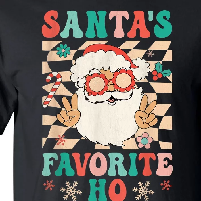 Retro Groovy Christmas Santas Favorite Ho Hippie Santa Peace Tall T-Shirt