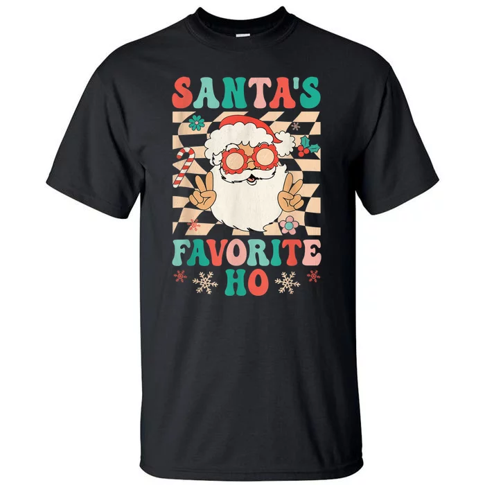 Retro Groovy Christmas Santas Favorite Ho Hippie Santa Peace Tall T-Shirt