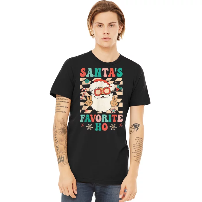 Retro Groovy Christmas Santas Favorite Ho Hippie Santa Peace Premium T-Shirt