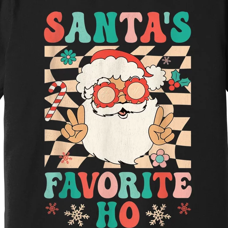 Retro Groovy Christmas Santas Favorite Ho Hippie Santa Peace Premium T-Shirt