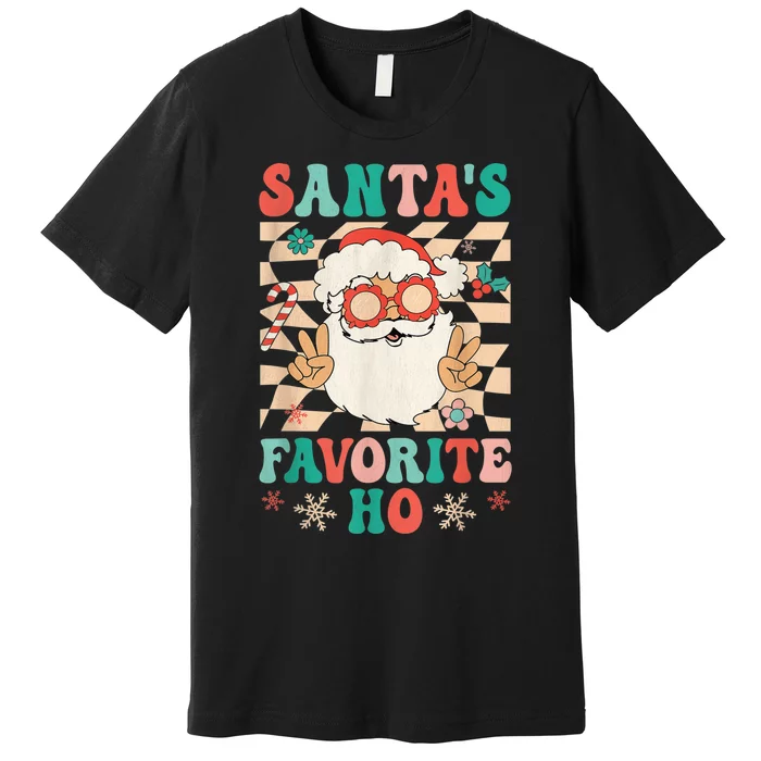 Retro Groovy Christmas Santas Favorite Ho Hippie Santa Peace Premium T-Shirt