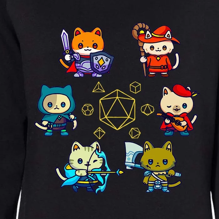 Rpg Gamer Cats D20 Dice Nerdy Geek Cat Womens California Wash Sweatshirt