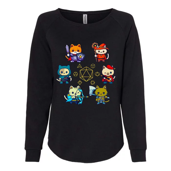 Rpg Gamer Cats D20 Dice Nerdy Geek Cat Womens California Wash Sweatshirt