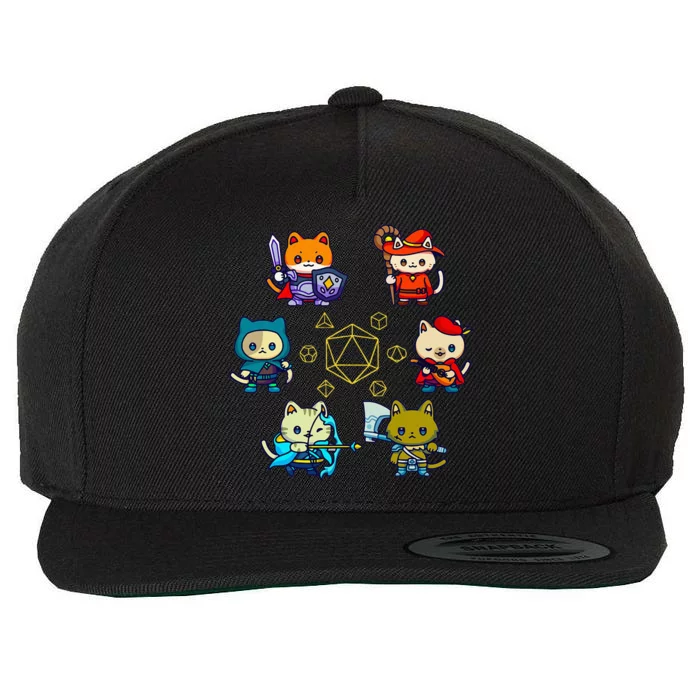 Rpg Gamer Cats D20 Dice Nerdy Geek Cat Wool Snapback Cap