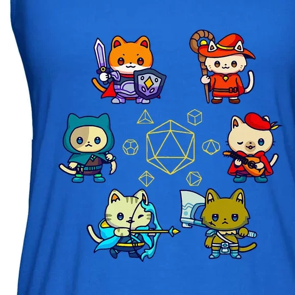 Rpg Gamer Cats D20 Dice Nerdy Geek Cat Ladies Essential Flowy Tank