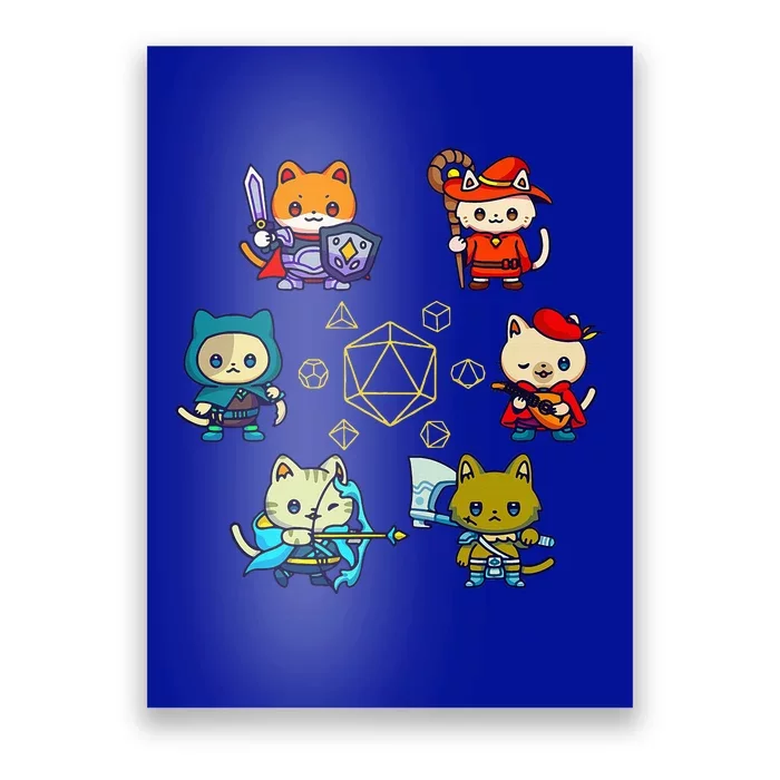 Rpg Gamer Cats D20 Dice Nerdy Geek Cat Poster