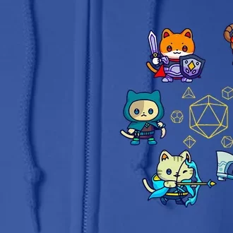 Rpg Gamer Cats D20 Dice Nerdy Geek Cat Full Zip Hoodie