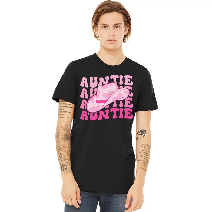 Retro Groovy Cowboy Hat Western Aunt For Cowgirl Auntie Premium T-Shirt