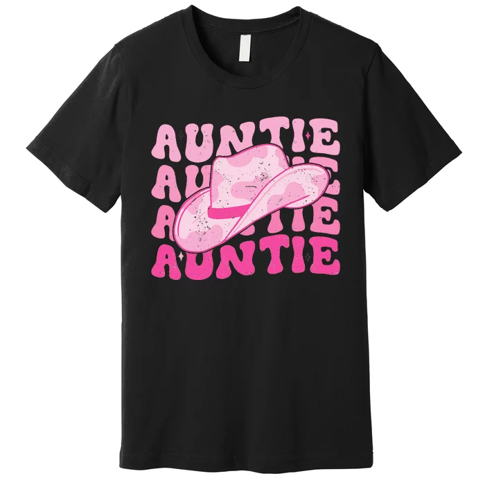 Retro Groovy Cowboy Hat Western Aunt For Cowgirl Auntie Premium T-Shirt