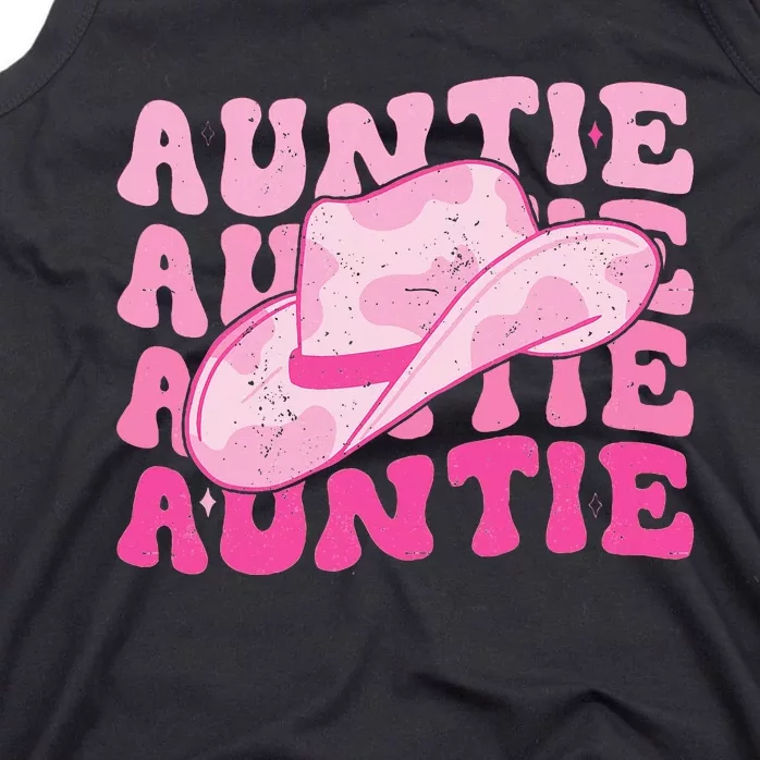 Retro Groovy Cowboy Hat Western Aunt For Cowgirl Auntie Tank Top