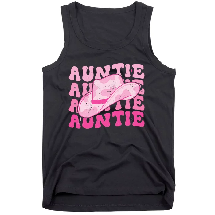 Retro Groovy Cowboy Hat Western Aunt For Cowgirl Auntie Tank Top