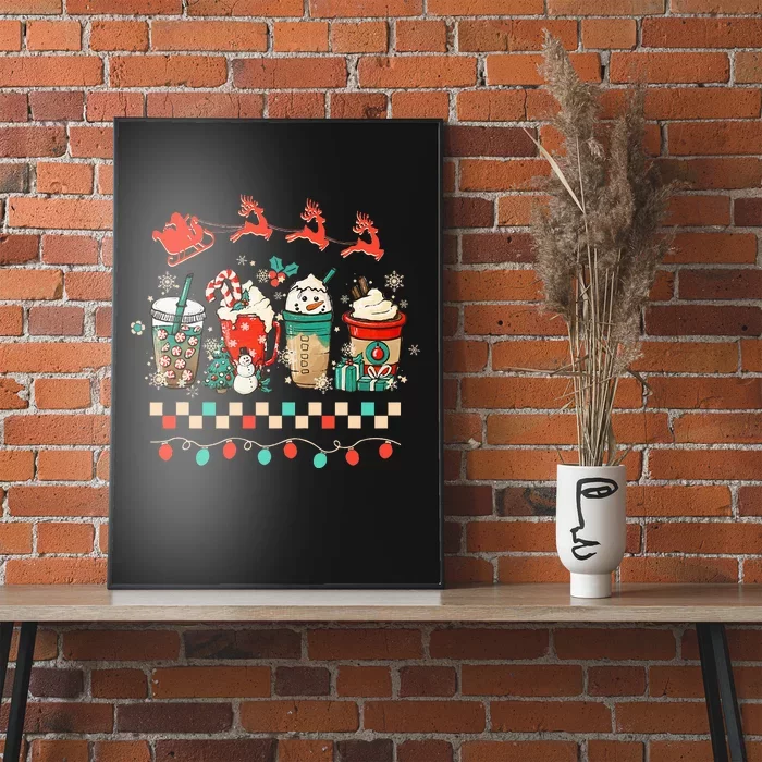 Retro Groovy Christmas Coffee Winter Cozy Xmas Hippie Poster