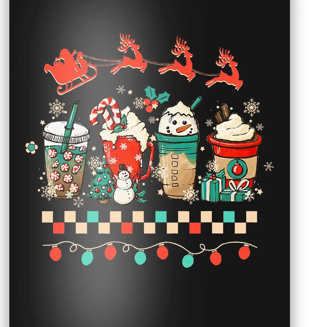 Retro Groovy Christmas Coffee Winter Cozy Xmas Hippie Poster