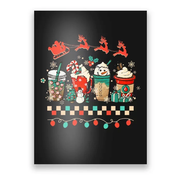 Retro Groovy Christmas Coffee Winter Cozy Xmas Hippie Poster