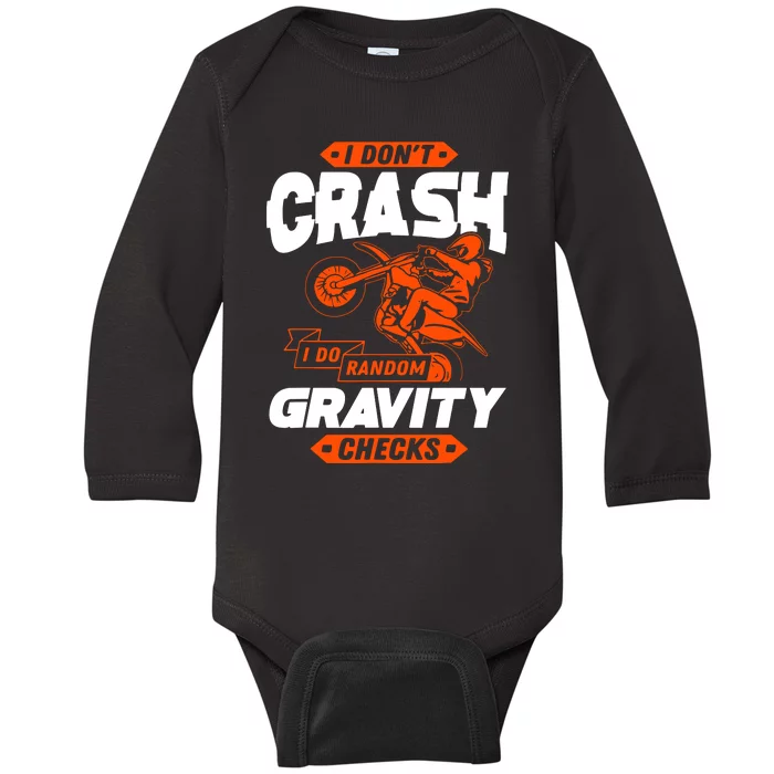 Random Gravity Checks Motocross Dirt Bike Baby Long Sleeve Bodysuit