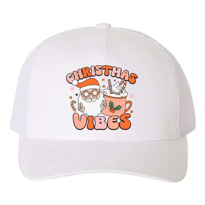 Retro Groovy Christmas Vibes Cute Santa Claus Xmas Lights Yupoong Adult 5-Panel Trucker Hat