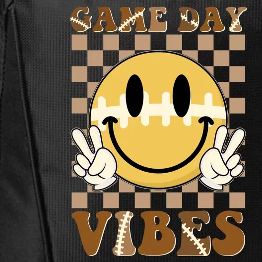 Retro Game Day Vibes Smiley Emoji Football Fan City Backpack